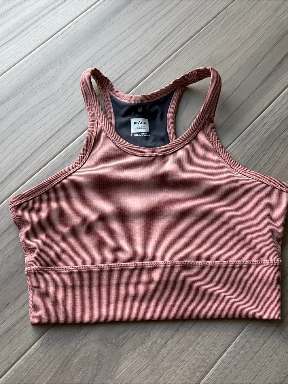 prAna Women's Ribbed High-Neck Sports Bra - Dusty Rose